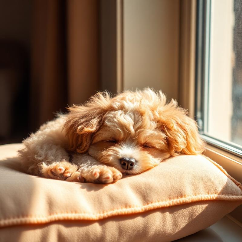 Poodle dormindo na almofada