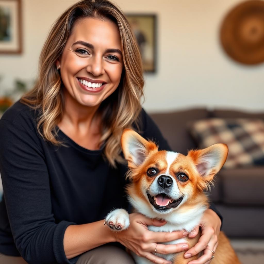 Tia Anita com um cão hóspede